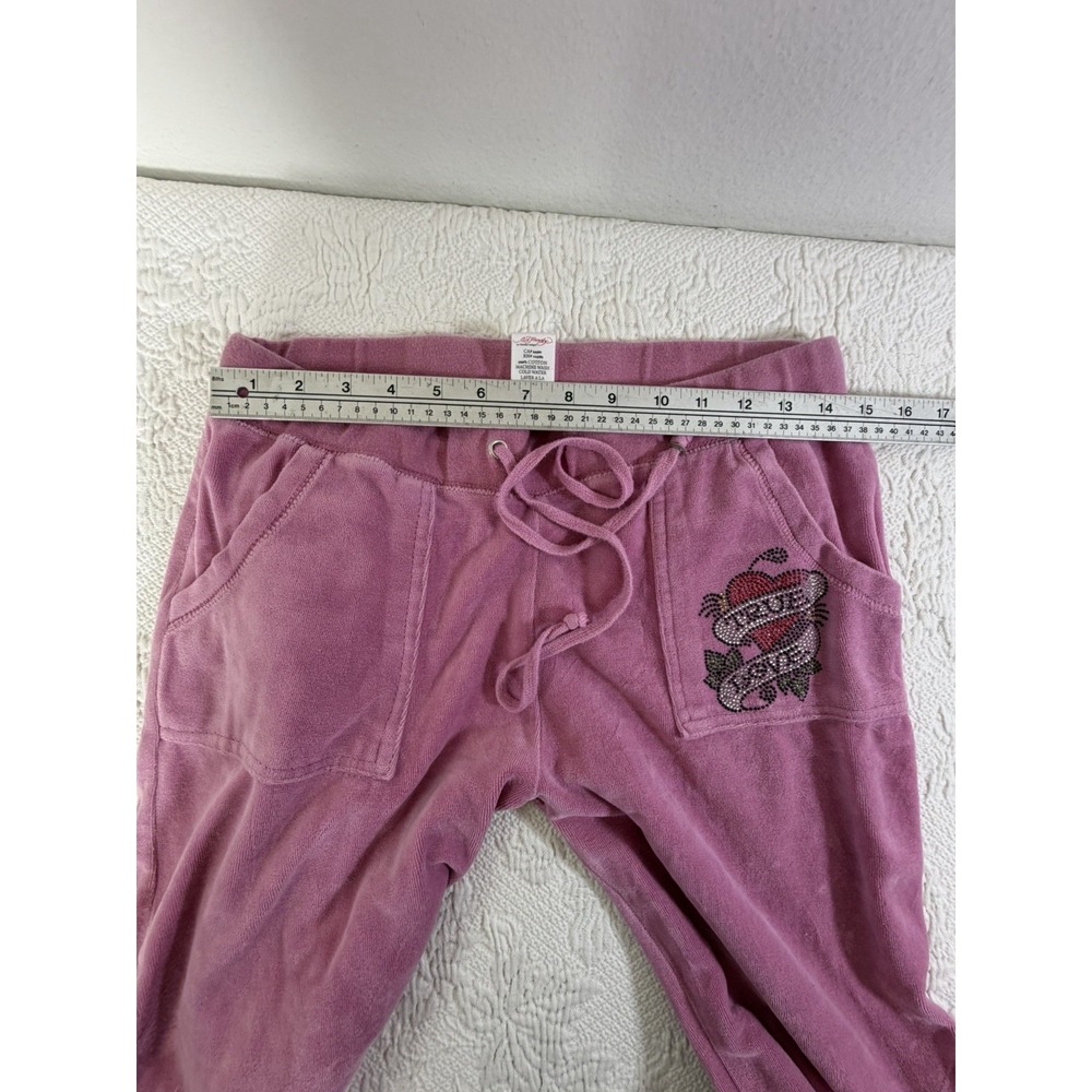 Ed Hardy Y2K Audiguier Tracksuit XL Pink Velour Tattoo Bling Graphic RARE USA - Picture 9 of 11
